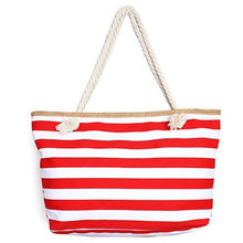 Load image into Gallery viewer, Beach bag with Red and White stripes