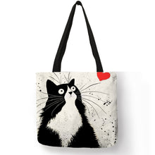 Load image into Gallery viewer, Cute black &amp; white cats tote bag