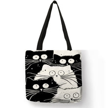 Load image into Gallery viewer, Cute black &amp; white cats tote bag