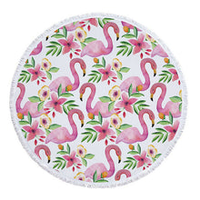 Load image into Gallery viewer, Beach Towel With Tassel Floral Flamingo Gift Bath Shower Towel For Adults 500g Microfiber 150cm Picnic Yoga Mat Blanket Carpet