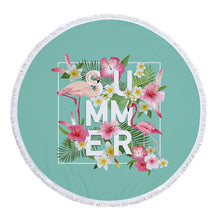 Load image into Gallery viewer, Beach Towel With Tassel Floral Flamingo Gift Bath Shower Towel For Adults 500g Microfiber 150cm Picnic Yoga Mat Blanket Carpet