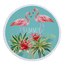 Load image into Gallery viewer, Beach Towel With Tassel Floral Flamingo Gift Bath Shower Towel For Adults 500g Microfiber 150cm Picnic Yoga Mat Blanket Carpet