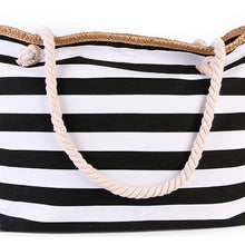 Load image into Gallery viewer, Beach bag with Black and White stripes