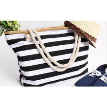 Load image into Gallery viewer, Beach bag with Black and White stripes
