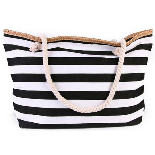 Beach bag with Black and White stripes