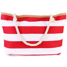 Load image into Gallery viewer, Beach bag with Red and White stripes