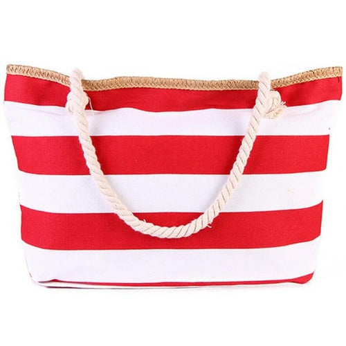 Beach bag with Red and White stripes
