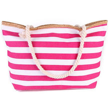 Load image into Gallery viewer, Beach bag with Pink and White stripes